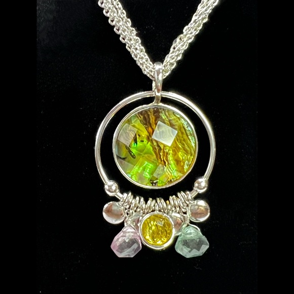 Vintage Lia Sophia Silver Ammonite Pendant & Earrings - Picture 3 of 7